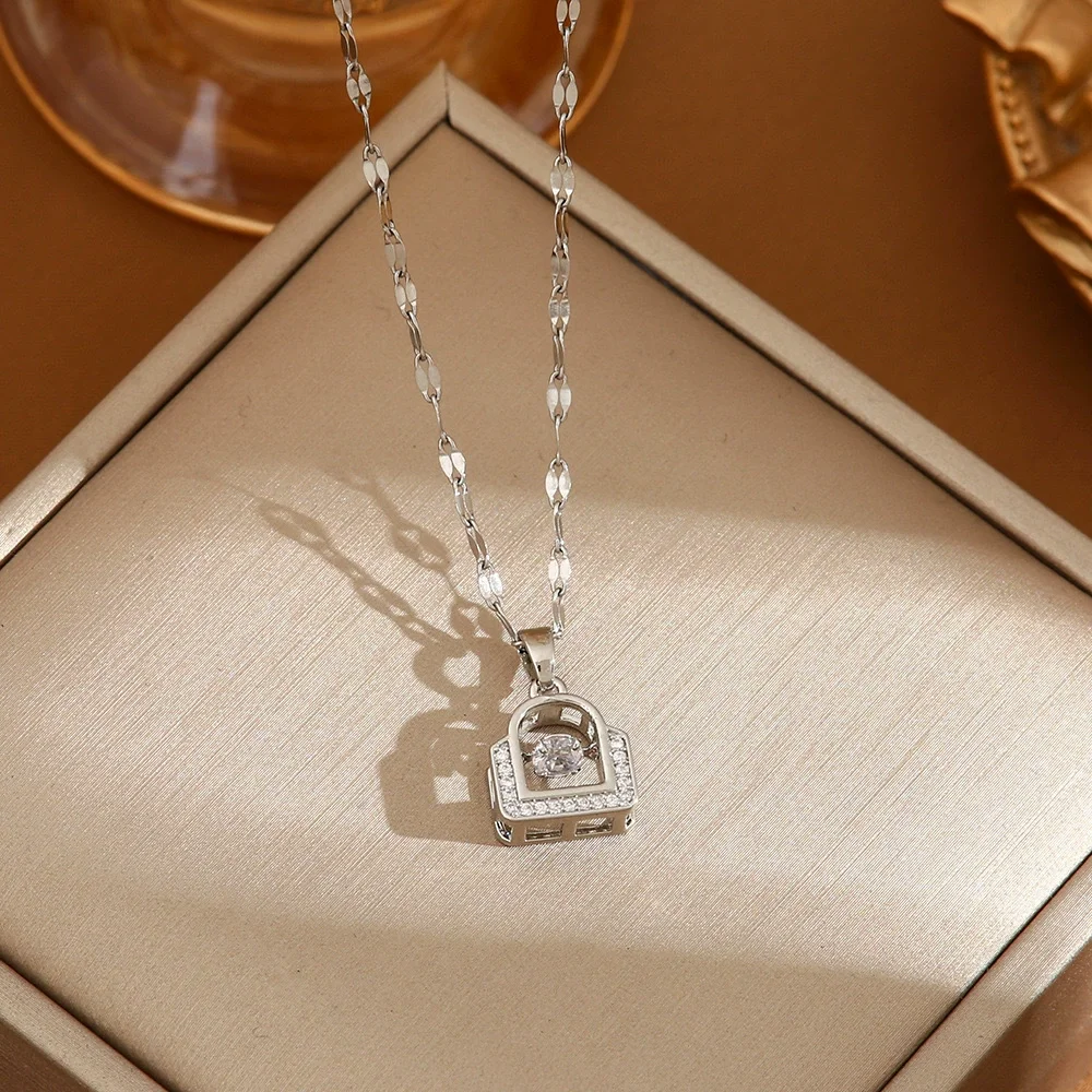 Handbag Zirconia Gold-Plated Necklace