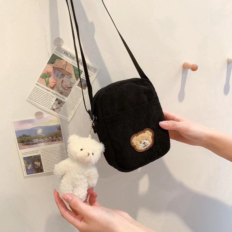 Women’s Medium Cotton Color Block Streetwear Square Zipper Shoulder Bag