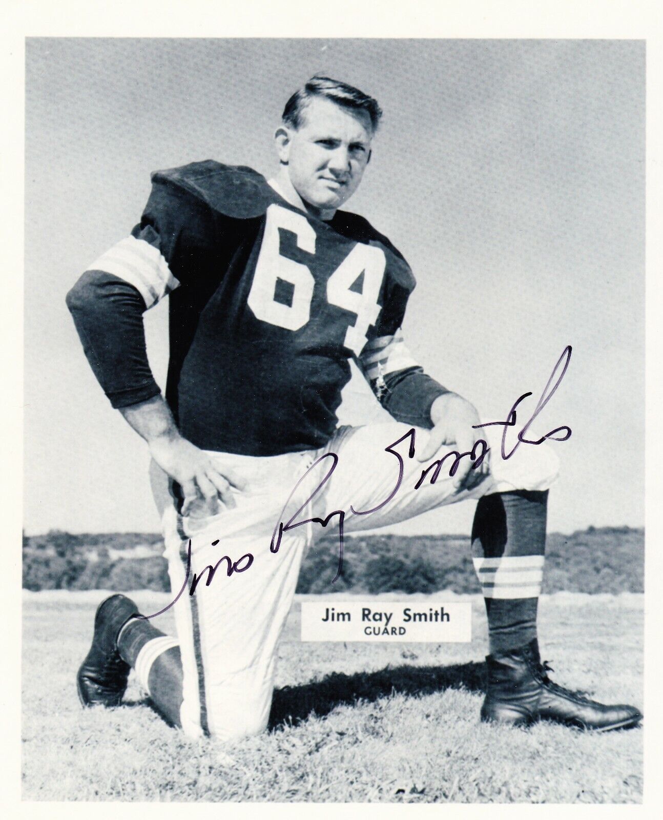 Jim Ray Smith signed 8x10 Cleveland Browns B&W Photo Poster painting -College HOF