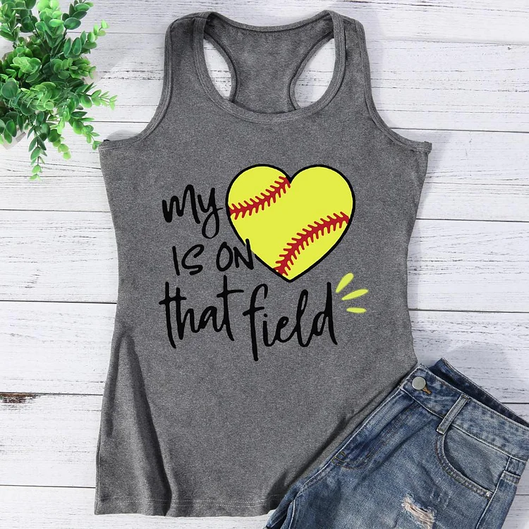 My Heart Is On That Field Softball Vest Top