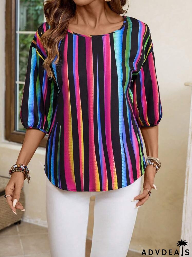 Colorful Striped Women's Summer Top