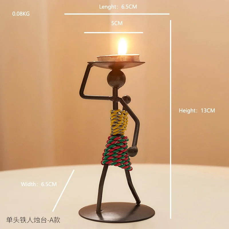 Retro Home Decoration Accessories Creative Candle Holder Iron Kitchen Restaurant Romantic Candlestick Halloween Bar desk decor
