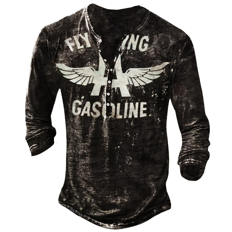Mens Fashion Flying Gasoline Print Top / [viawink] /