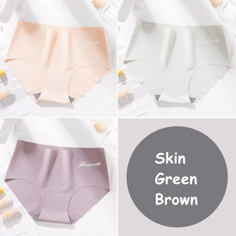 3Pcs Seamless Panty Set Underwear Female Letter Comfortable Intimates Fashion Female Low-Rise Briefs Ice Silk Lingerie Drop Ship