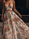 Gauze Floral Printed Condole Belt Maxi Dress