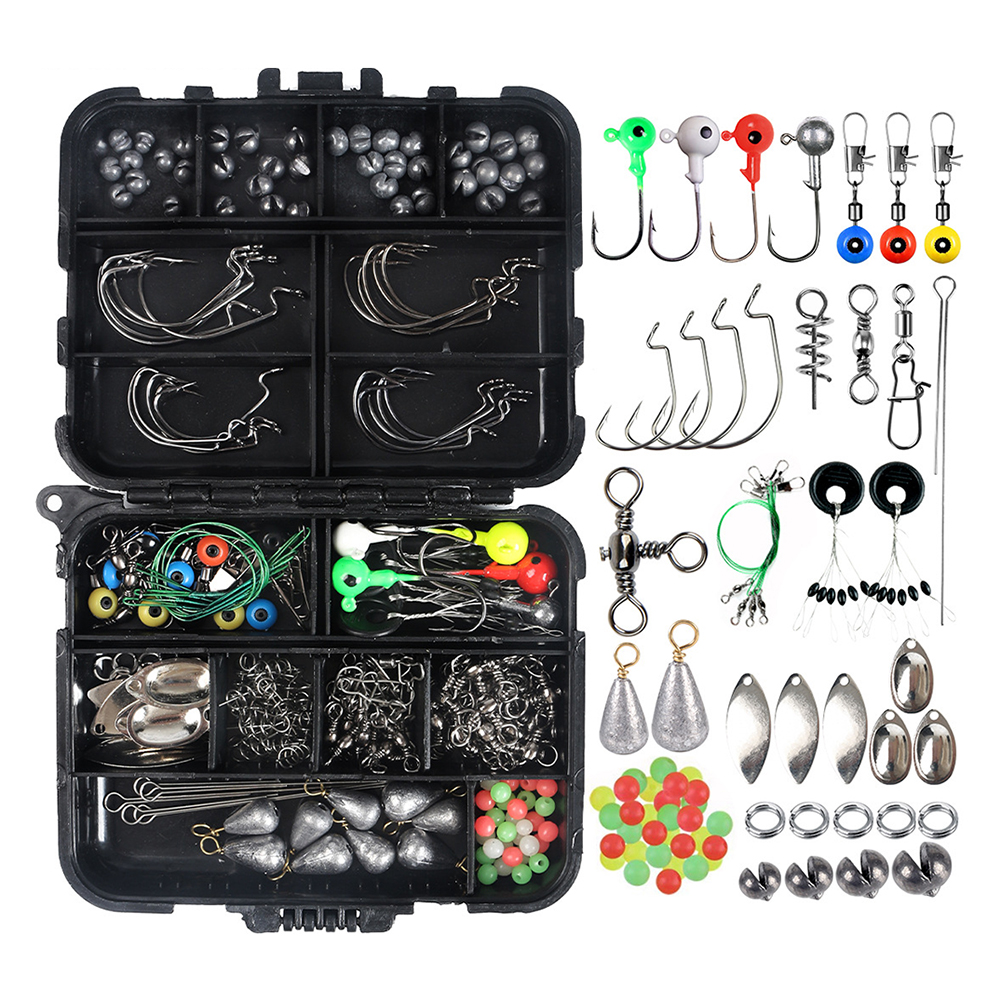 

246pcs/Box Fishing Tackles Box Accessories Snap Swivel Hooks Sinker Weight, 501 Original