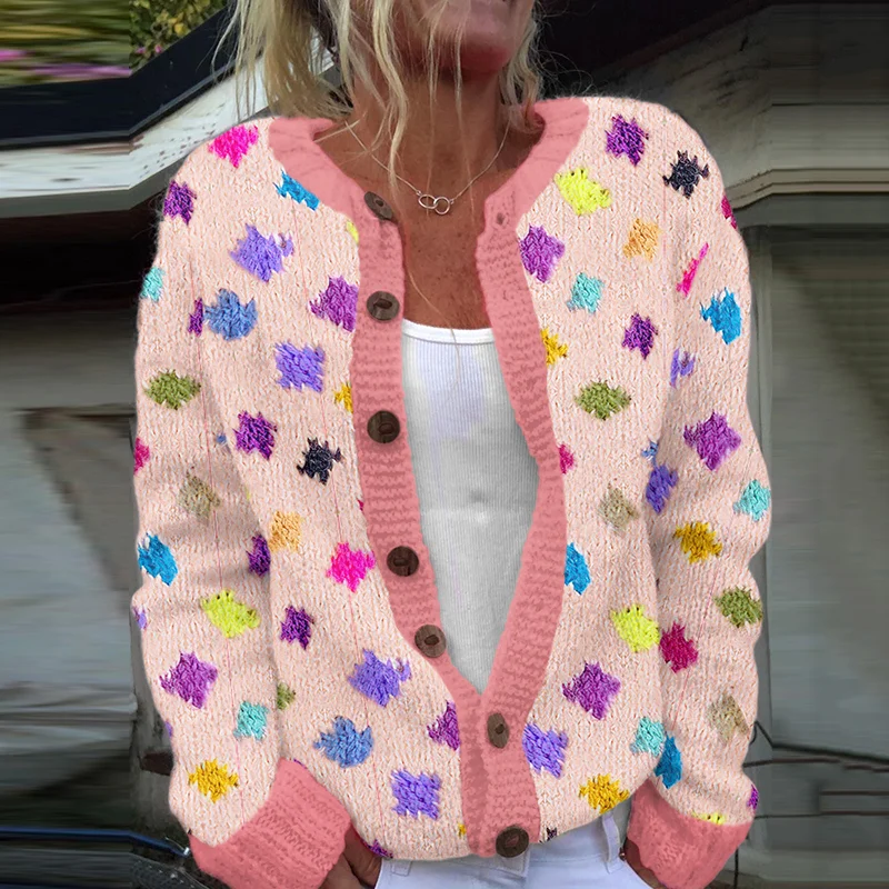 Vintage Geometry Color Block Jacquard Cozy Sweater