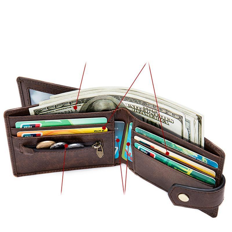 Anti-Scan Genuine Leather Currency Pocket Slip Pocket Coin Slot Lightweight Wallet