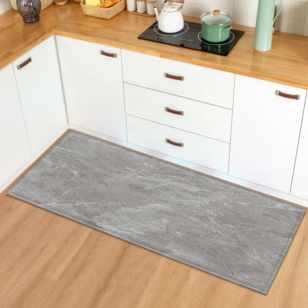 Kitchen Mat Home Entrance Doormat Living Room Bedroom Floor Decoration Long Carpet Marble Pattern Hallway Bathroom Anti-Slip Rug