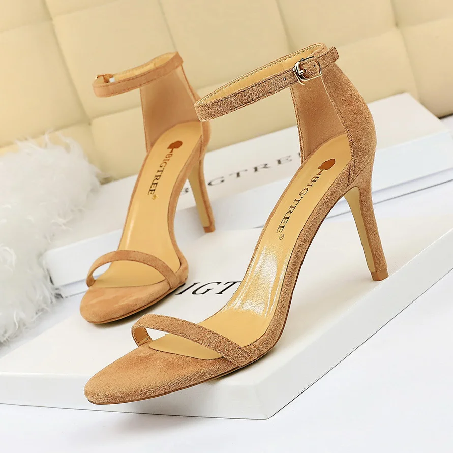 Colourp Colourp Fashion Simple Fine Heel High Heel Suede Open Toe With Sexy Nightclub High Heels Women's Sandals