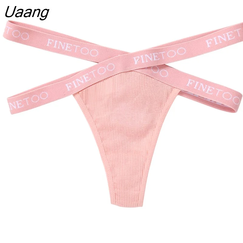Uaang Cross Strap Cotton G-String Women's Panties FINETOO Letter High Waisted Fashion Thongs Panty Lingerie M-XL 8 Colors