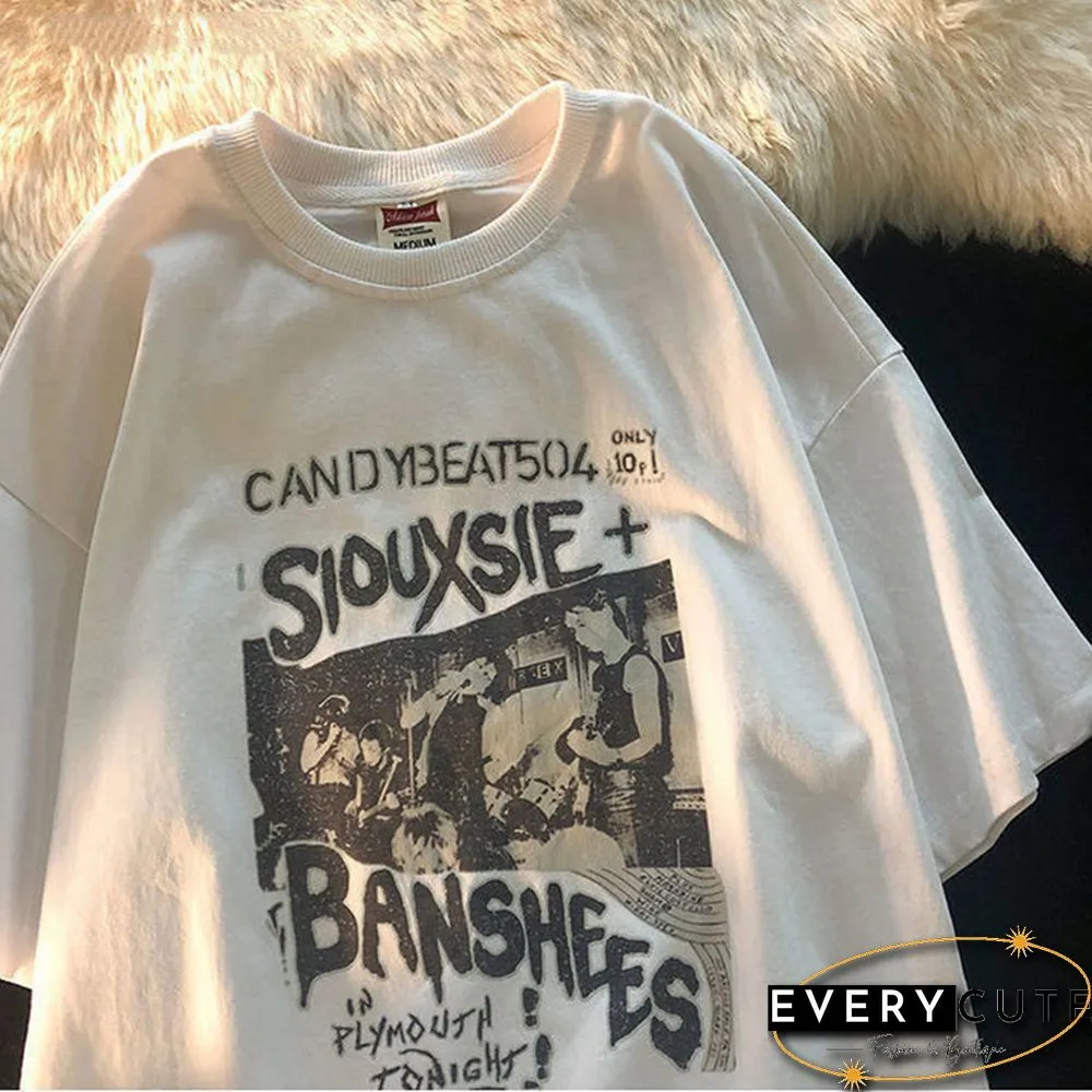 Oversized Shirt Grunge Vintage Harajuku Womens T-Shirt New Summer Short Sleeve Hip-hop