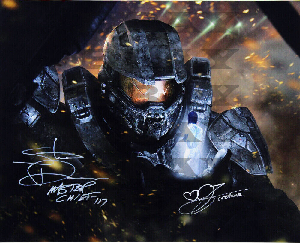 Steve Downes (Master Chief) & Jen Taylor (Cortana) 8x10 Photo Poster painting Signed REPRINT