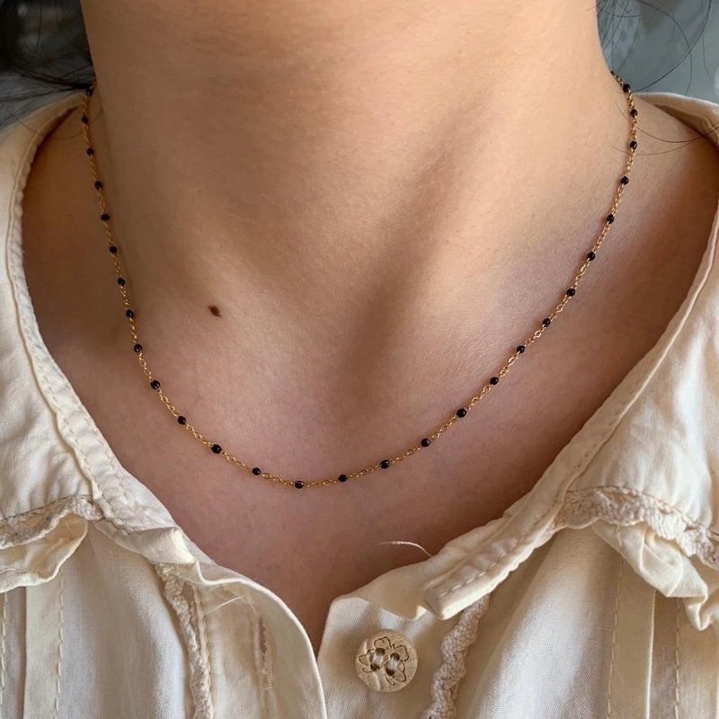 Casual Modern Style Color Block 304 Stainless Steel 16K Gold Plated White Gold Plated Gold Plated Enamel Plating Necklace