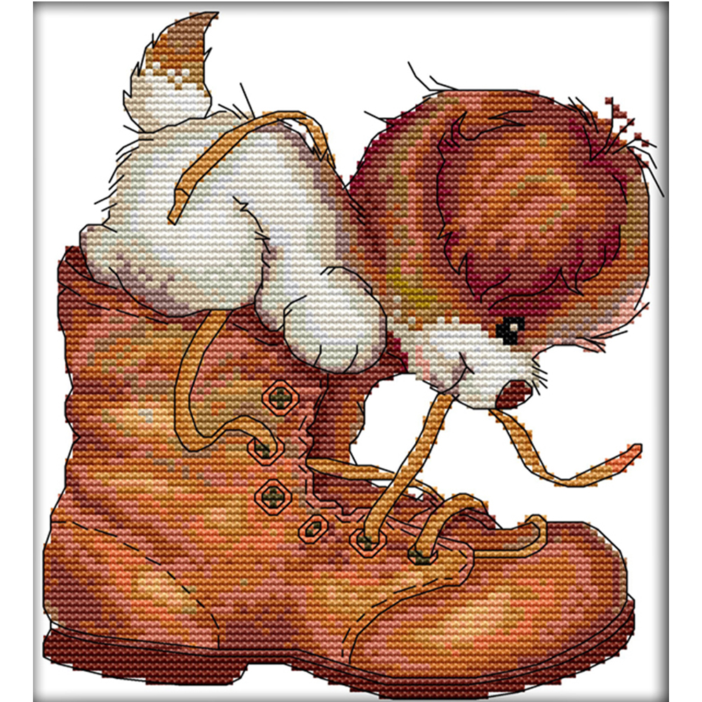 2521cm Pink Cat Cross Stitch Kits 14CT Stamped Cotton Thread