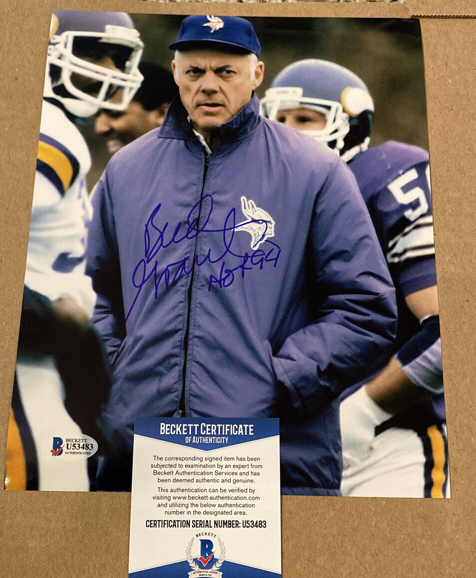 BUD GRANT SIGNED MINNESOTA VIKING 8X10 Photo Poster painting W/HOF94 BECKETT CERTIFIED #4