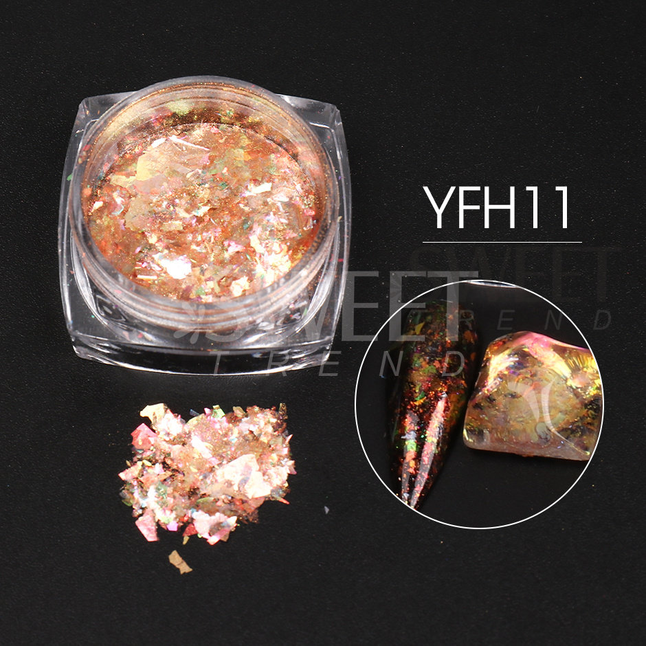 Needmkt 1 Box Aluminum Gold Silver Nail Foils Flakes Irregular Gold Leaf Sequins DIY Holographic Chrome Paper Accessory Supplies LY1858