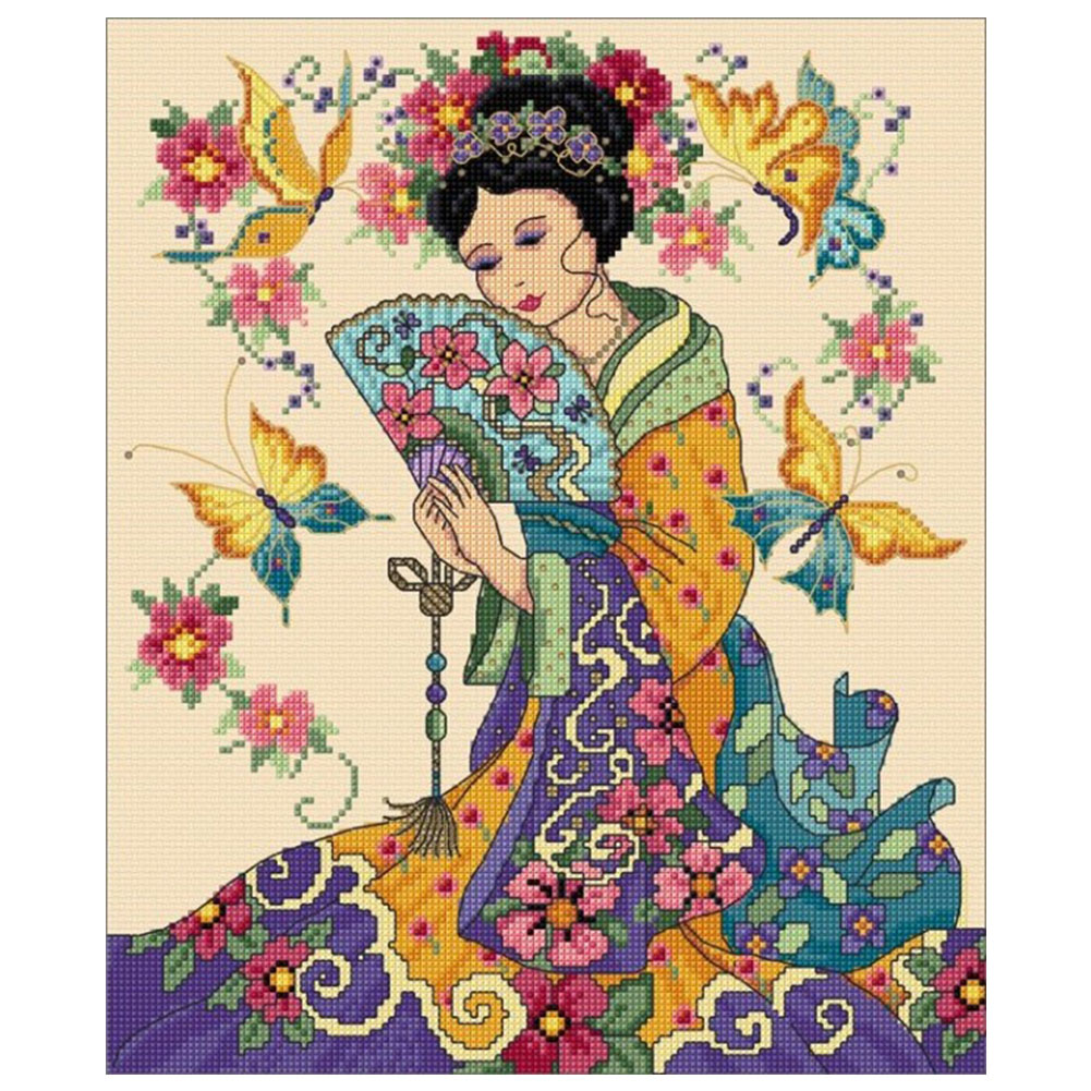 

Japanese Geisha - 11CT Stamped Cross Stitch - 40*50CM, 501 Original