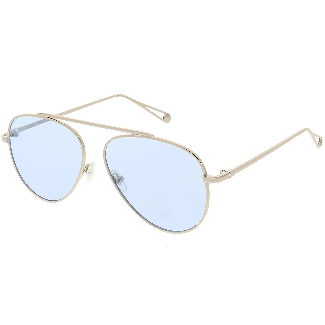 Premium Modern Metal Aviator glasses Single Brow Bar Color Tinted Flat Lens 57mm