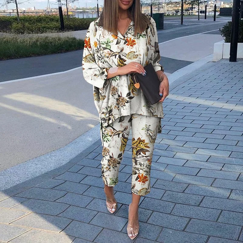 Two Piece Sets ZANZEA Fashion Polka Dot Printed Pant Sets Women Summer Matching Sets Casual Urban Tracksuits Trouser Suits 2PCS