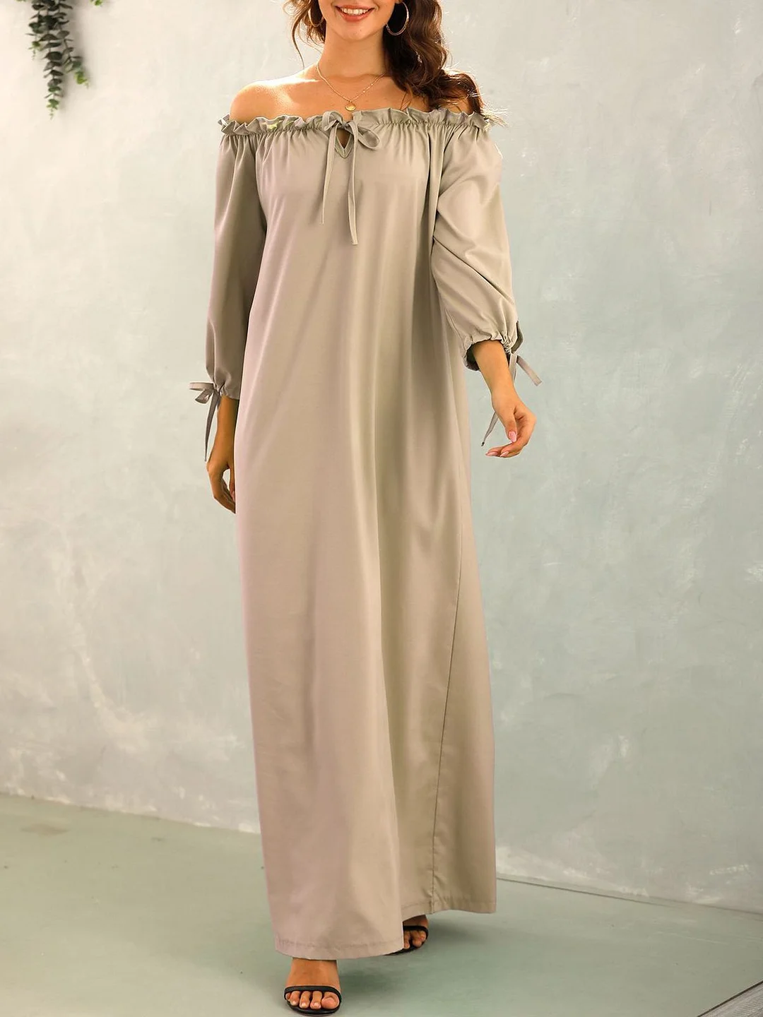 Half Sleeve Solid Holiday Dress | EGEMISS