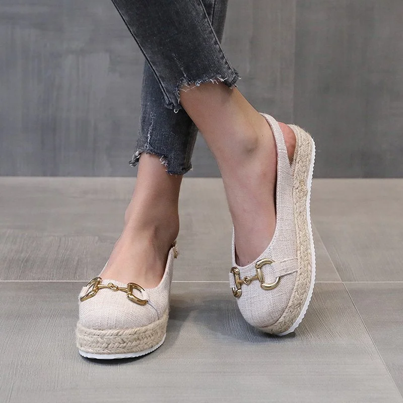 Lourdasprec Summer Striped Platform Sandals Wedges Shoes For Women Hemp Rope Bottom Women's Espadrilles High Heels Slip On Canvas Fisherman
