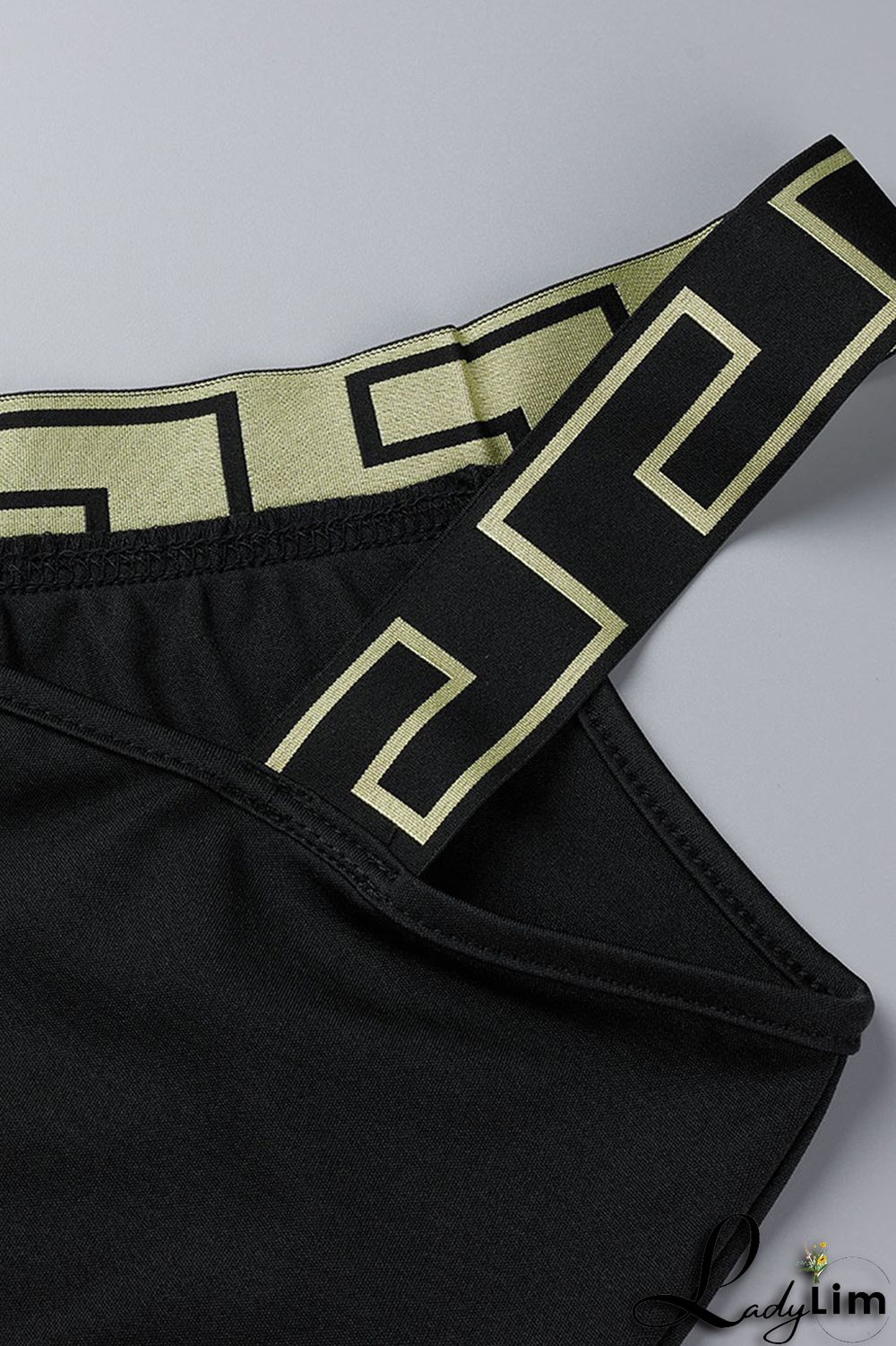 Black Sexy Casual Print Patchwork Backless Oblique Collar Sleeveless Two Pieces