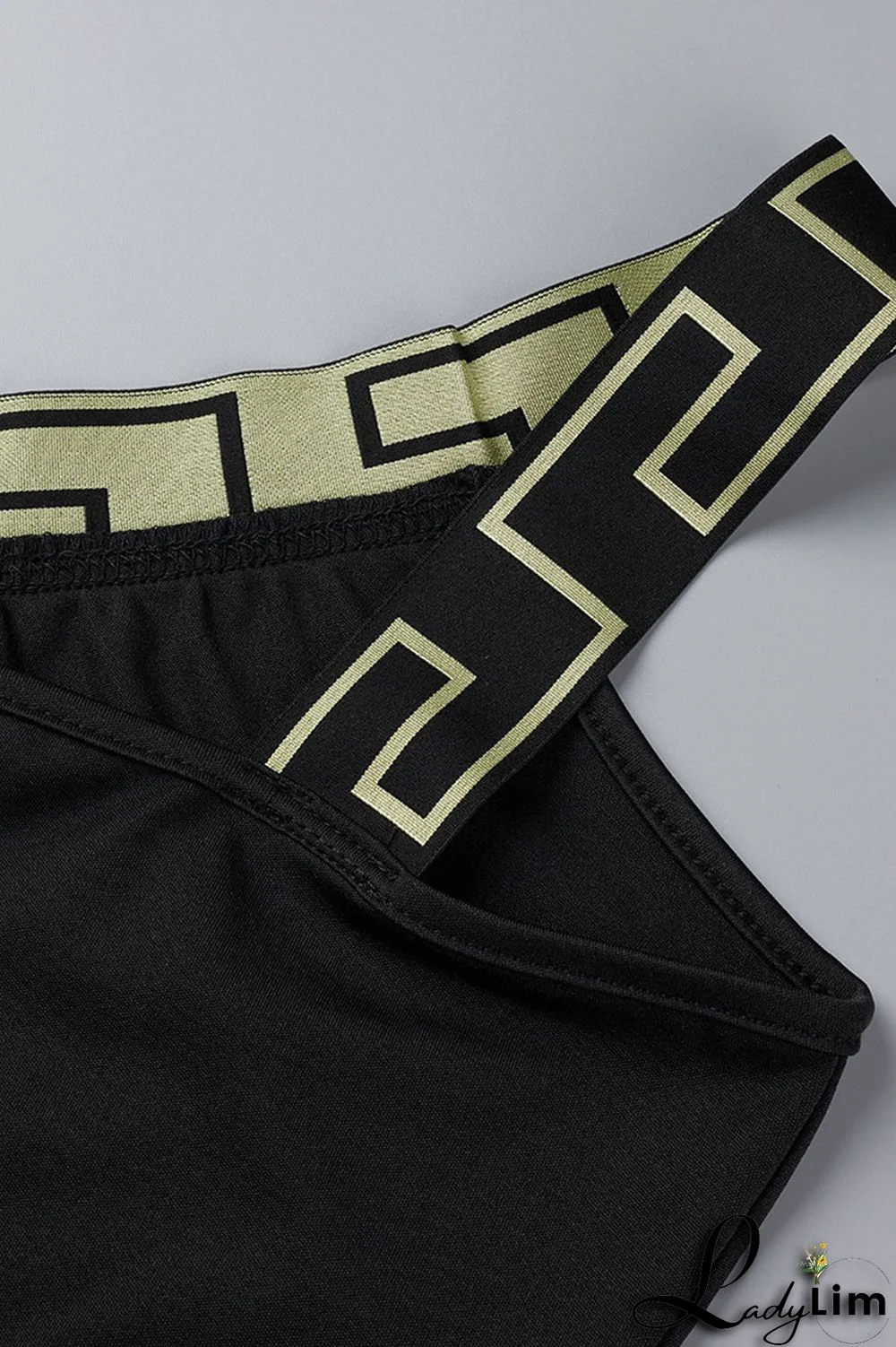 Black Sexy Casual Print Patchwork Backless Oblique Collar Sleeveless Two Pieces