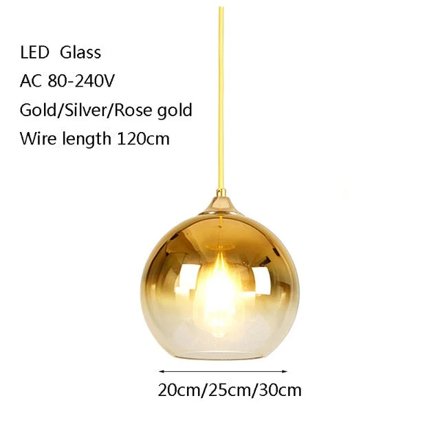 Modern Creative Personality Ball Glass E27 LED Pendant Lamp For Dining Room Living Room Bedroom Study Restaurant Aisle Hall Cafe