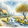 Country Stream-Full Round Diamond Painting 40*40CM