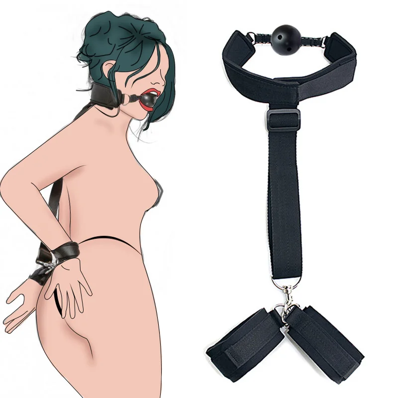 Breathable Ball Gag with Cuffs, BDSM Set for Couples - Rose Toy