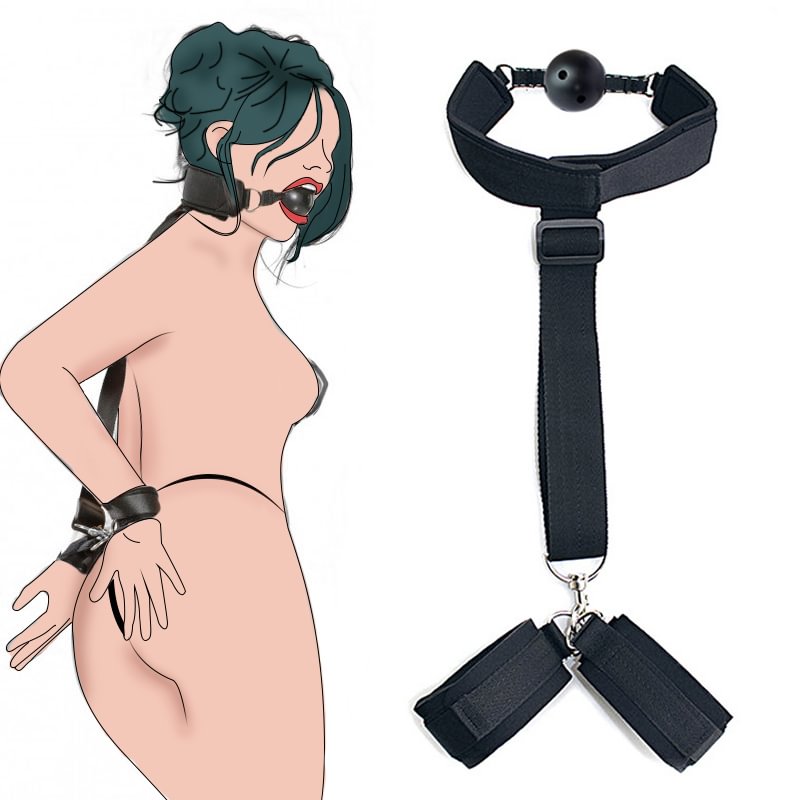Breathable Ball Gag with Cuffs, BDSM Set for Couples  
