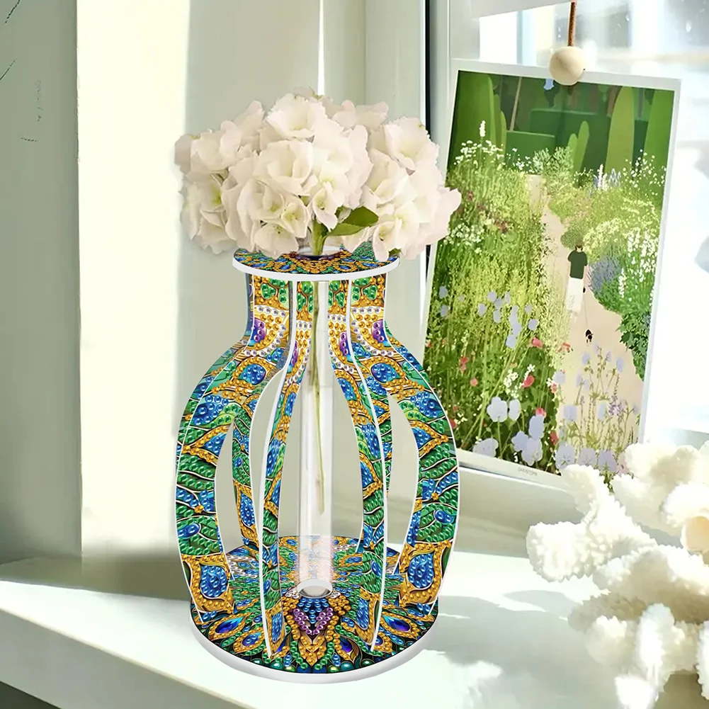 Flower Diamond Painting Flower Vase Rhinestones Desktop Ornaments for Home Decor