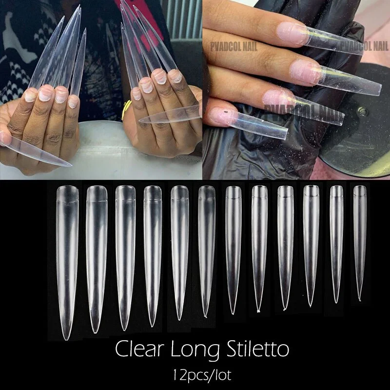 Extra Long Easy Coffin Stiletto False Nail Tips Acrylic Gel Half Cover Tip Nails Manicure Tool-Nail Inspo