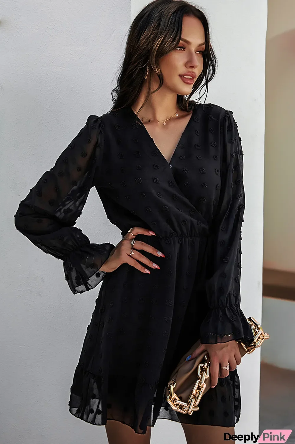 Autumn Casual Short Wrapped Chiffon Dress