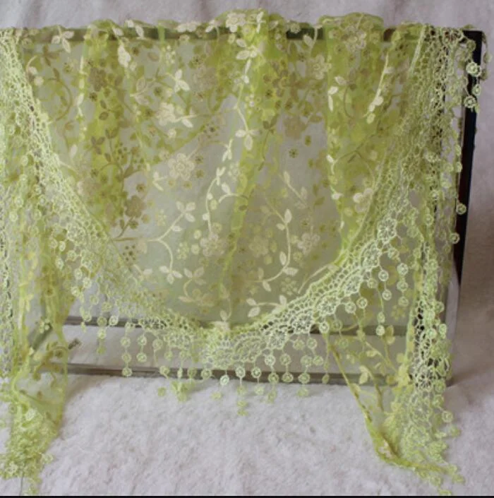 CUHAKCI Female Wraps Women Lace Triangle Scarf Silk Flower Girls Tassel Casual Shawls and Scarves 18 Colors