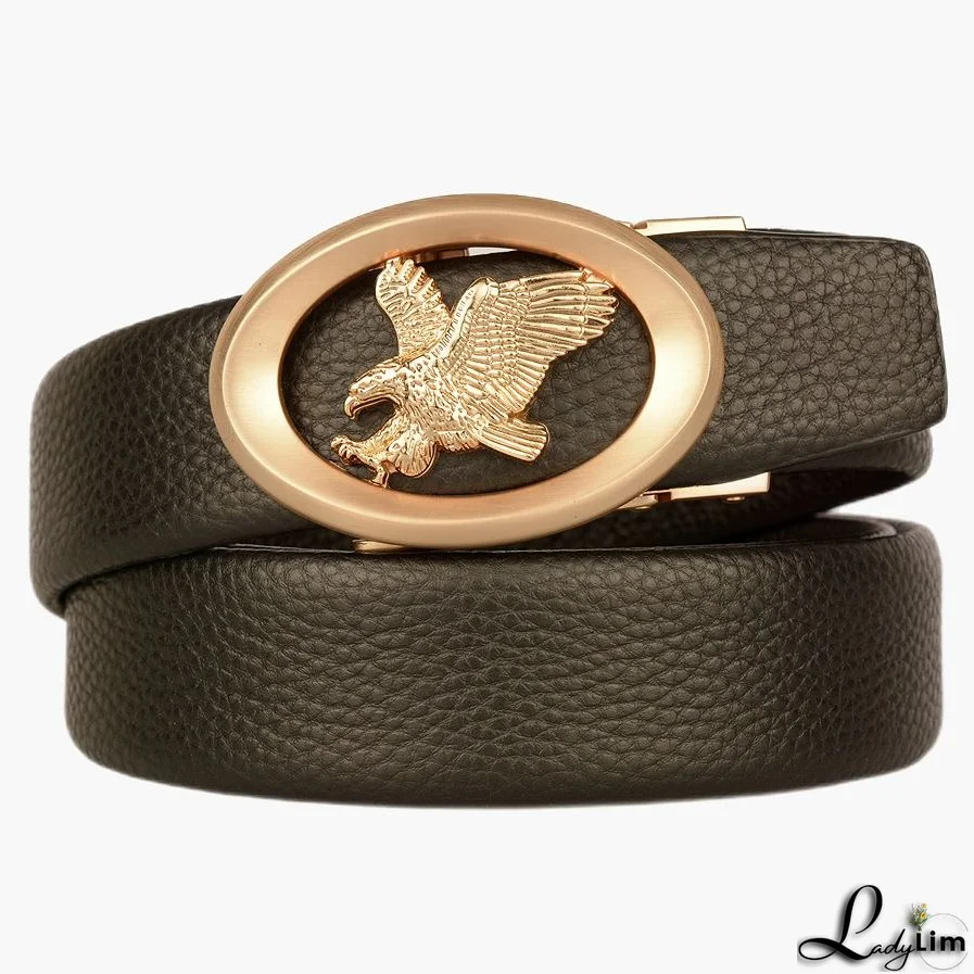 New eagle wings men's automatic buckle belt head layer leather belt business leisure belt men's belt
