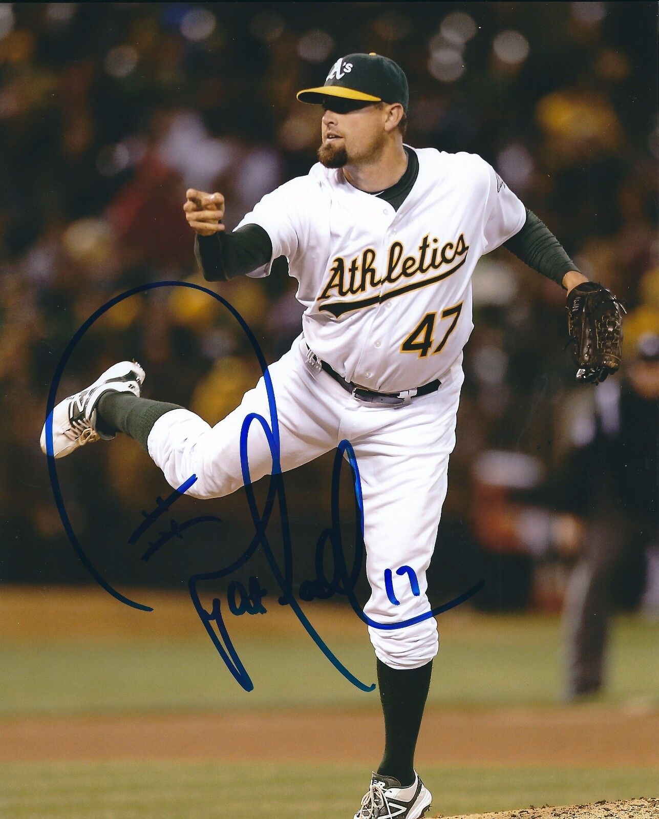 AUTOGRAPHED 8x10 PAT NESHEK Oakland A's Photo Poster painting W/COA