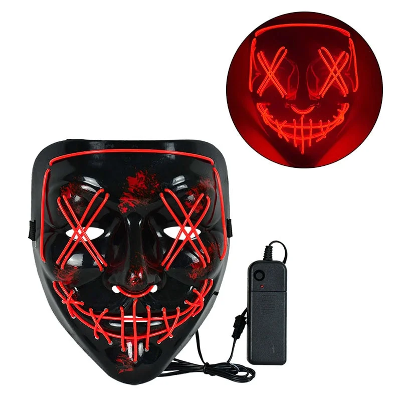 Cosmask Halloween Party Led Mask Masque Masquerade Neon Light Glow In The Dark Mascara Horror Glowing Masks Costume Supplies