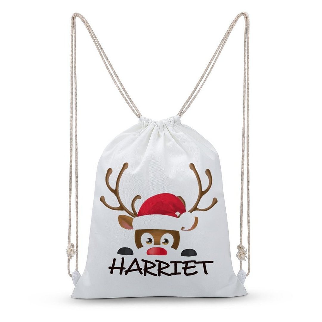 Personalized Christmas Reindeer Drawstring Backpack