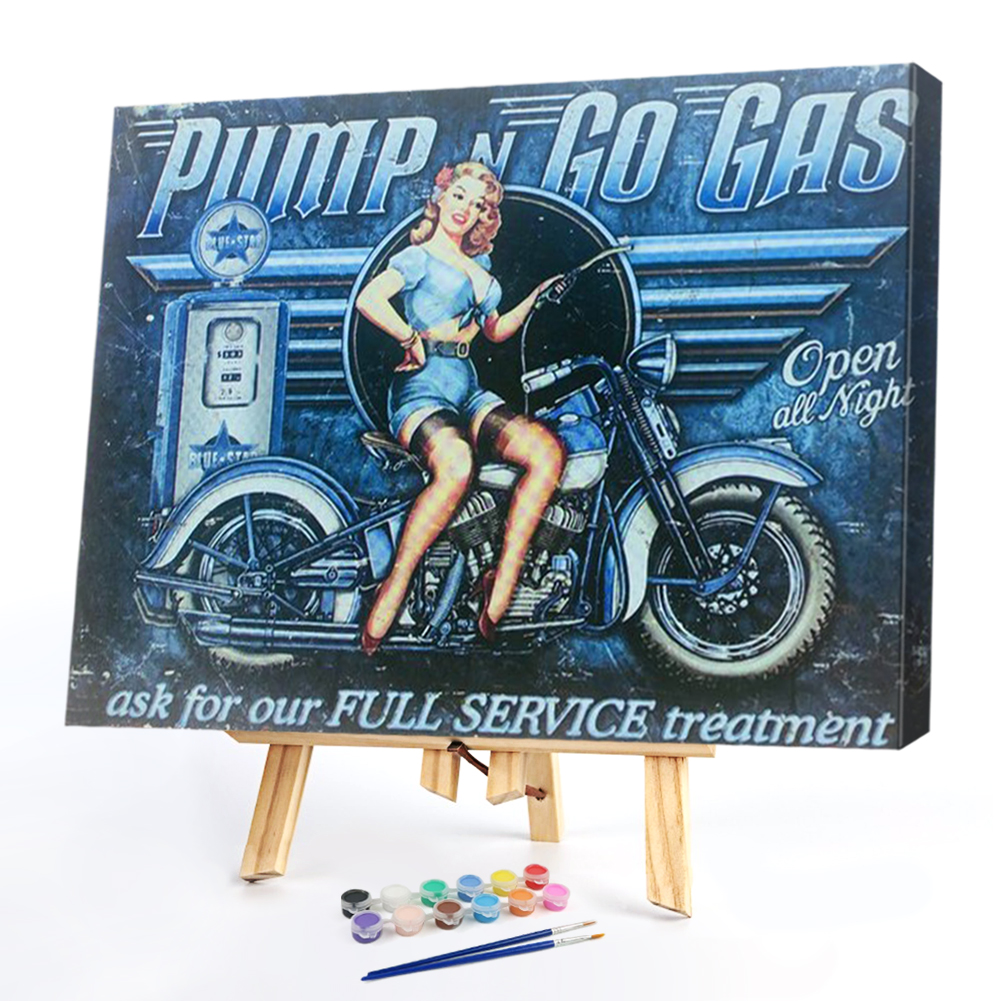

50*40CM - Paint By Numbers - Girl Motorcycle, 501 Original