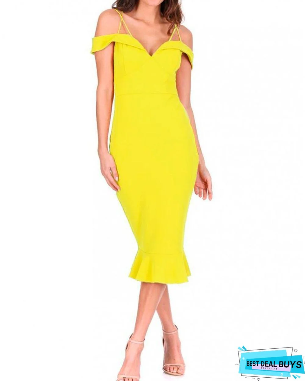 Solid Spaghetti Strap Bodycon Dress