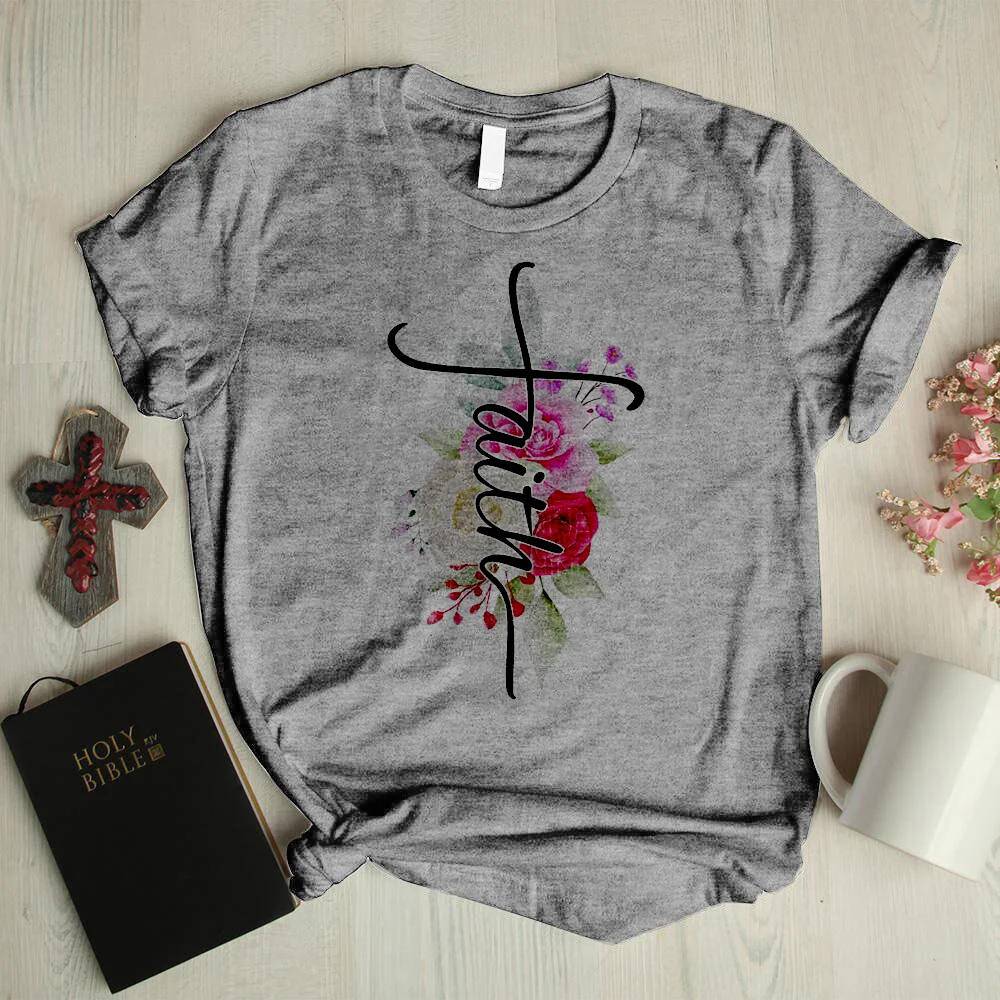 Rose short sleeves faith graphic tees