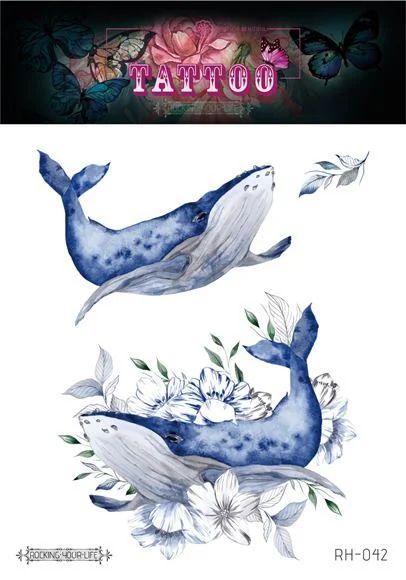 12 Kinds Handpainted Ocean Tattoo Sticker Flower Whale Starfish Turtle Temporary Body Art Disposable Make Up tatouage temporaire