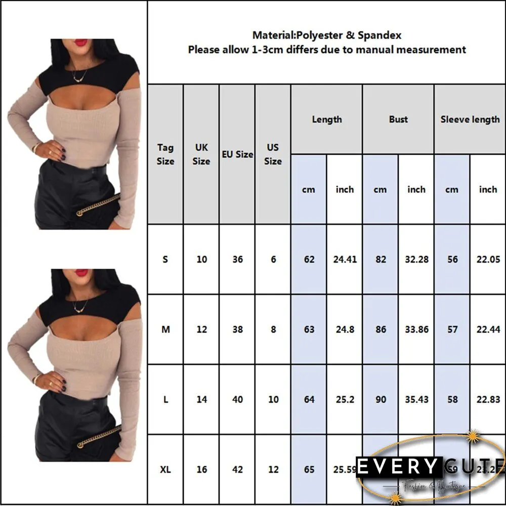 Cut out hole t-shirts for women fashion streetwear autumn tshirt slim sexy female long