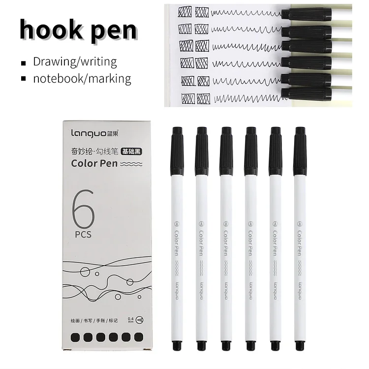 Journalsay 6 Pcs/12 Pcs/ Set Colorful Drawing Hook Watercolor Pen Set 0.4mm