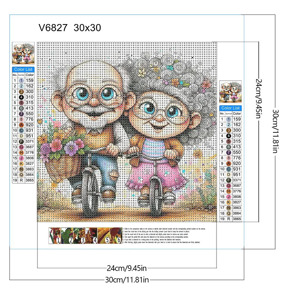 Diamond Painting - Full Round Drill - Old Couple(Canvas|30*30cm)