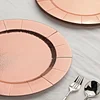 10 Pack | Rose Gold Disposable 13" Charger Plates, Cardboard Serving Tray, Round with Leathery Texture - 1100 GSM