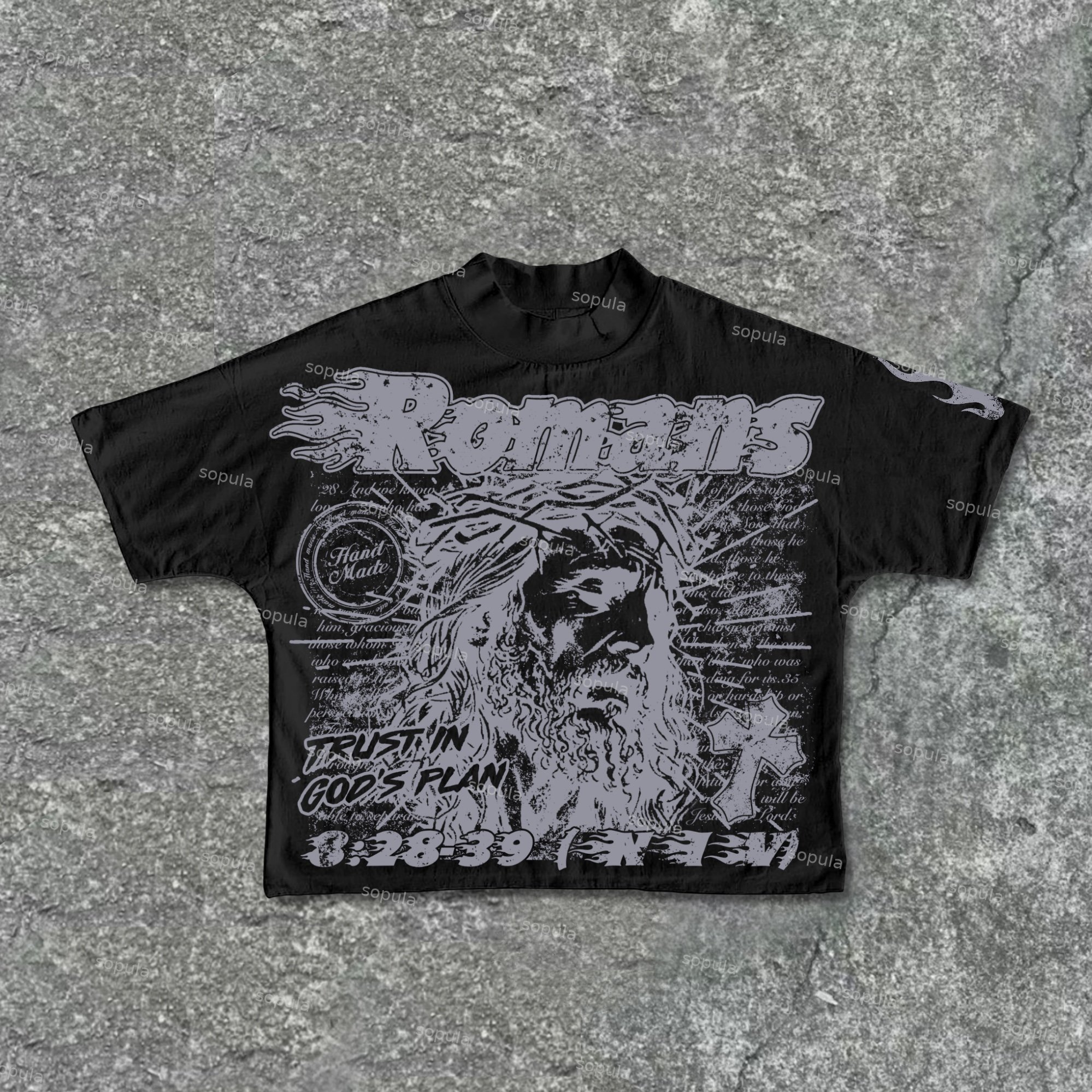Sopula Romans 828-39 Niv Old Jesus Graphics Cotton Cropped T-Shirts - SOPULA