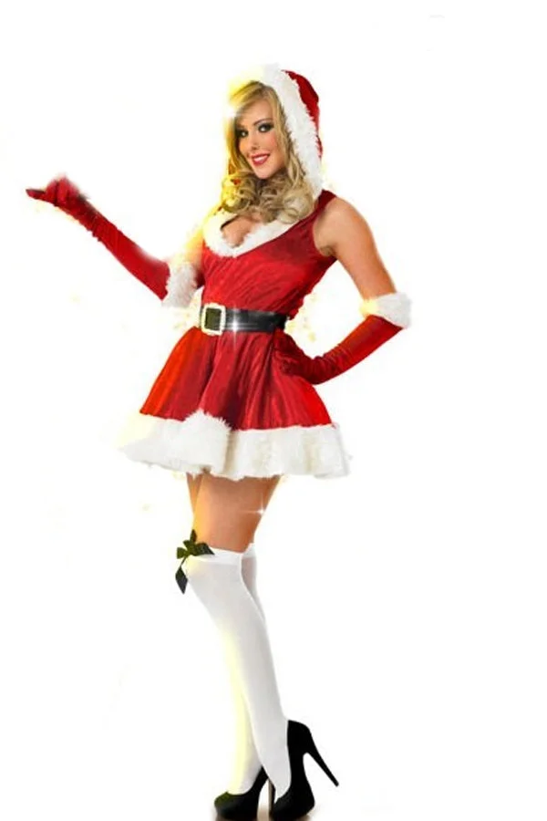 Sexy Classic Red Christmas Santa Costume-elleschic